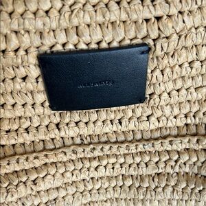 All Saints Natural Straw Tote with Black Leather Patch